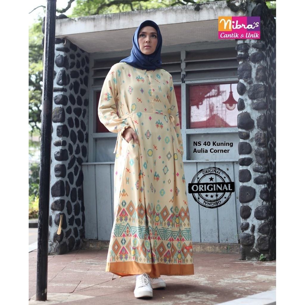 GROSIR Gamis Muslim Nibras NS 40 Kuning ORIGINAL Gamis Cantik