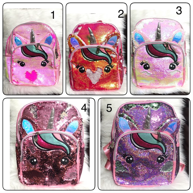 Tas Ransel Sekolah Model Justice Sequin Unicorn Tanduk