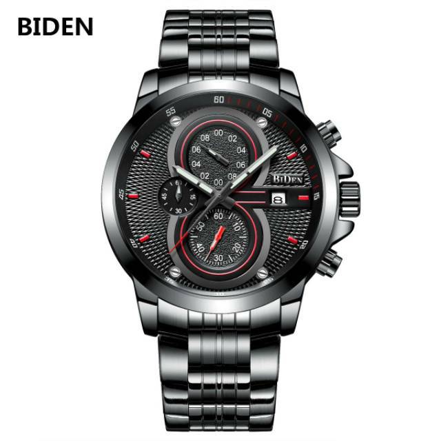 Jam Tangan Analog Pria Biden 0085 Chronograph Stainless Steel Original