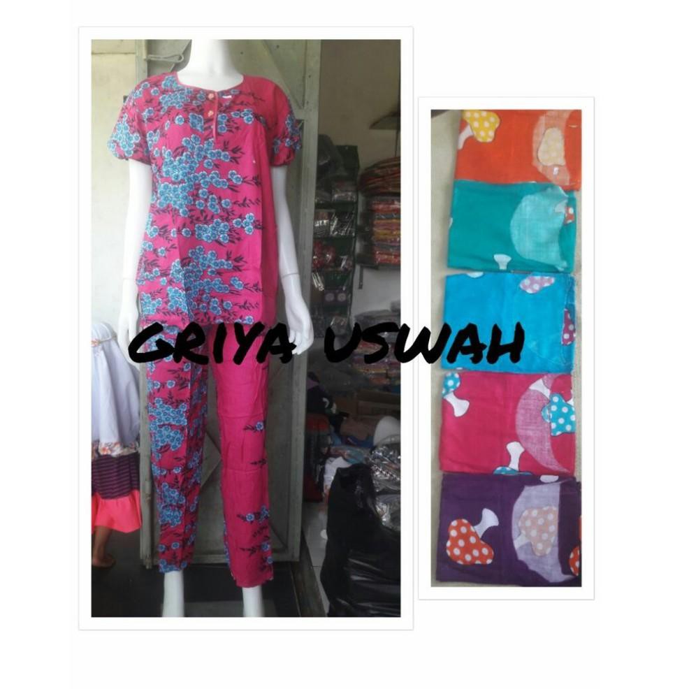 [CODE HD312] cp batik, set setelan baju tidur cewek rayon bali motif murah, stelan lengan pendek bus