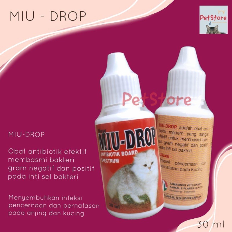 MIU DROP / MAX ANTIC Obat Antibiotik KUCING ANJING Infeksi Percernaan dan pernapasan