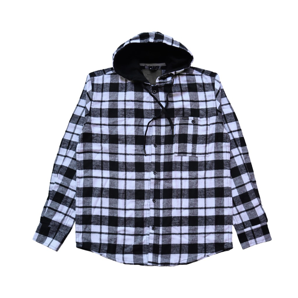 DMDDIV SHIRT FLANNEL HOODED PLAID " MONOBLACK "