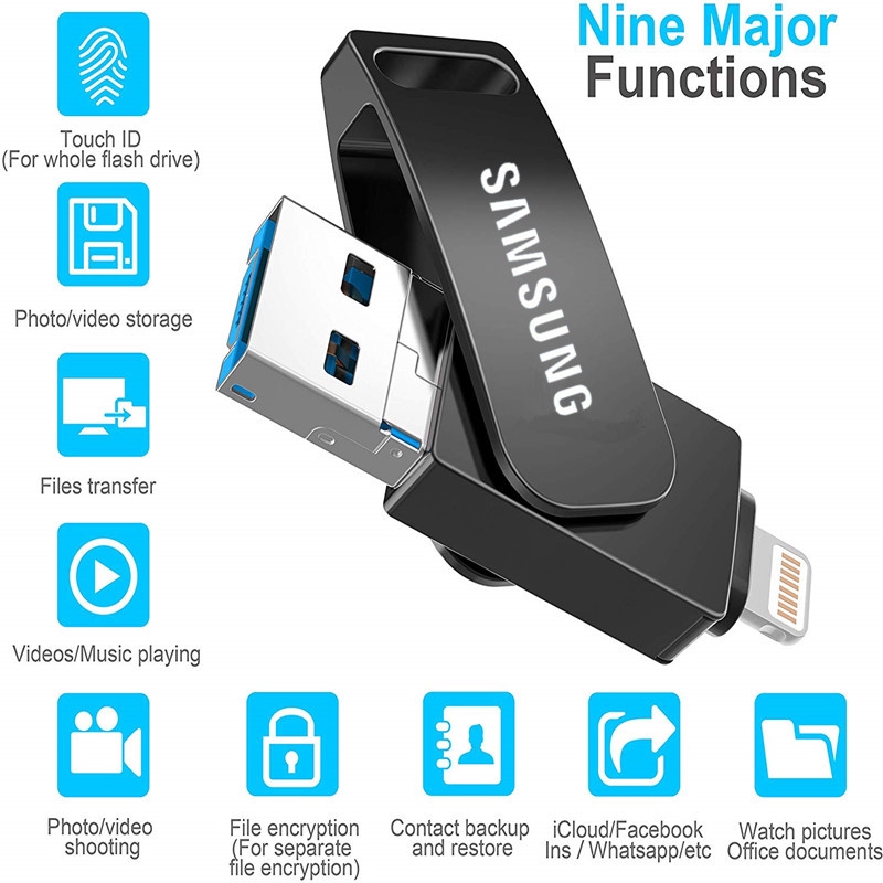 Samung 3in1 Flash Drive 512GB Type-C HD 128GB Bahan Metal untuk PC