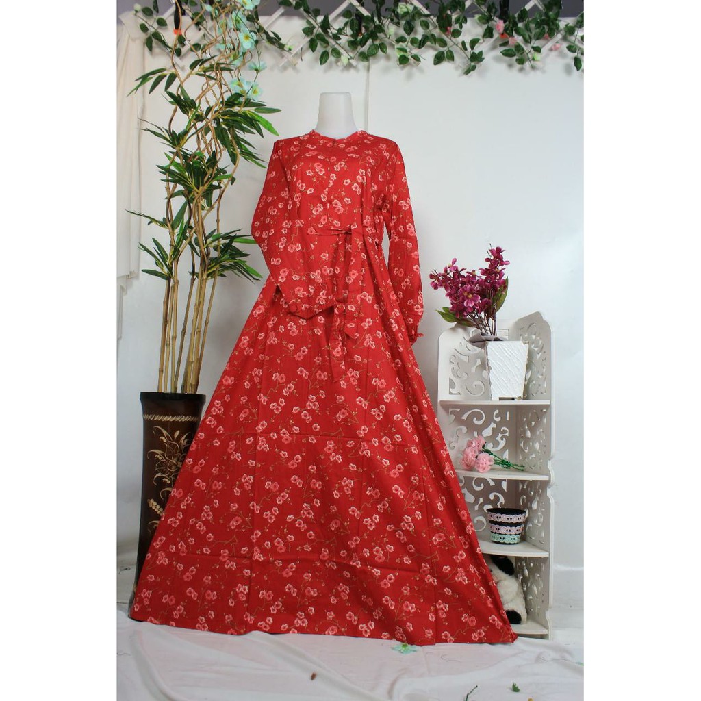 Gamis original  katun jepang BUNGA LINGKARAN BULAT circle katjep busana syari baju muslim adem