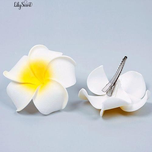 Lilyscent 2Pcs Jepit Rambut Model Bunga Hawaii Bahan Busa Warna Putih