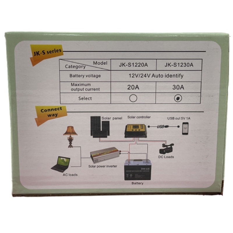 SOLAR CHARGE CONTROLLER LED LCD DISPLAY  SOLAR PWM 20A 30A USB PANEL SURYA CHARGER JMK JK-1220A JK-1230A PENGISI DAYA SURYA 12V 24V