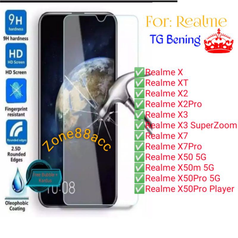 Realme X XT X2 X3 X7 X50 X50m Pro Antigores Bening Tempered Glass Screen Guard protector TG