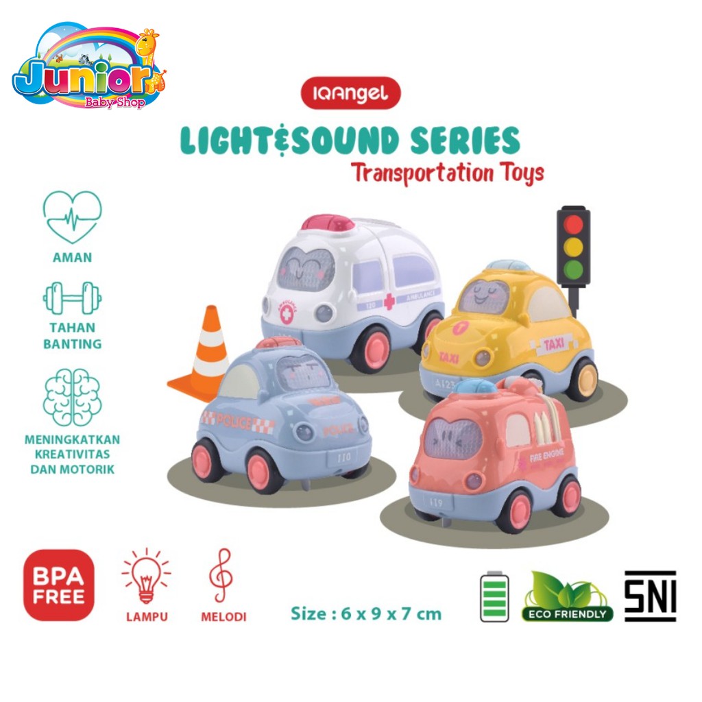 IQ Angel Light&amp;Sound Transportation Car Toys (Pastel)