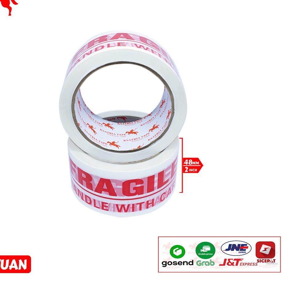 

⚡GROSIR⚡ Lakban OPP Tape / Lakban Fragile Putih KSATRIA Tape 80 Yard harga bersaing