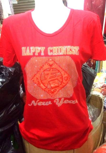 Blouse Kaos Spandek Merah Imlek Sincia