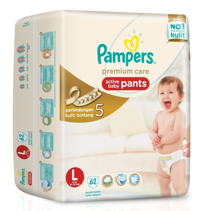 POPOK PAMPERS TAPE PEREKAT PREMIUM CARE L62 L 62 L-62 PROMO pamper