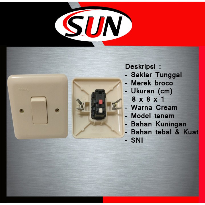 Saklar Tunggal 1 Pencetan Lampu Ib Broco New Gee Cream Tanam Tembok