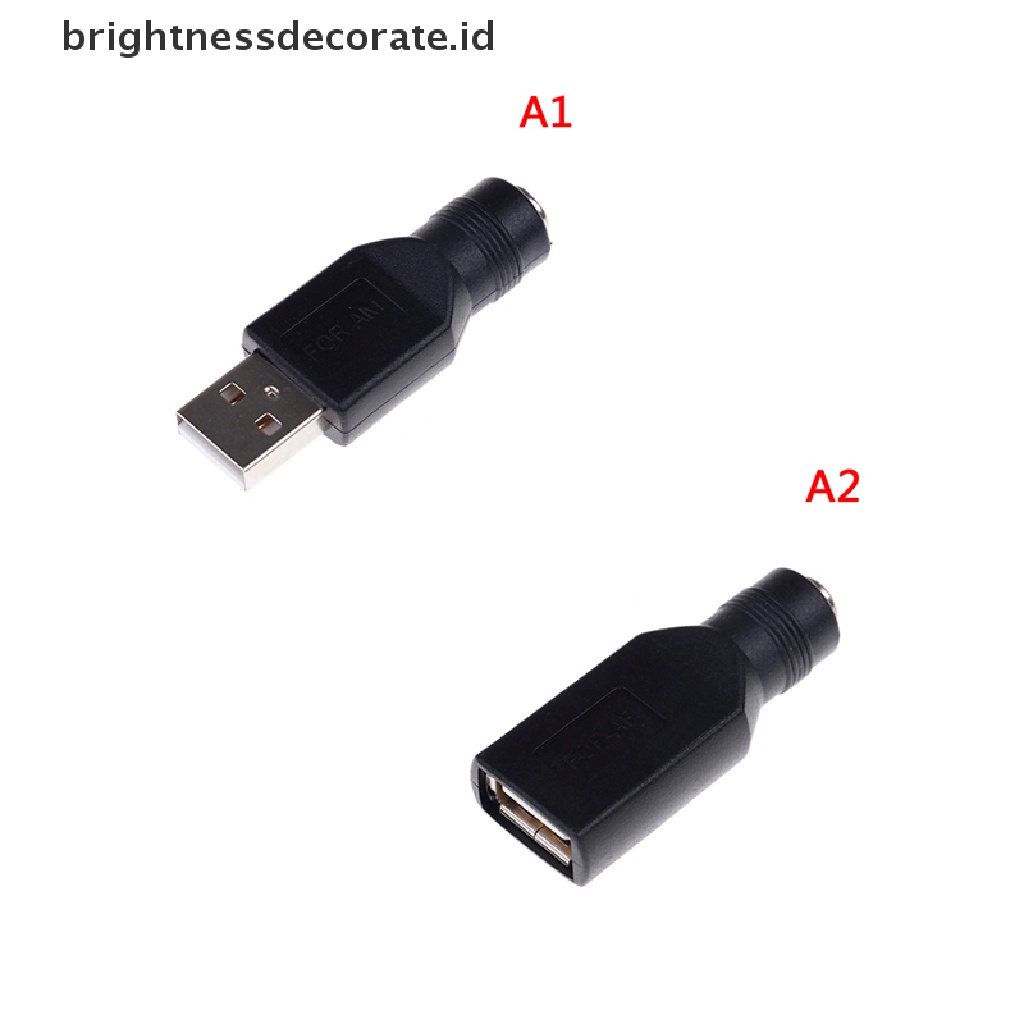 Adapter Konektor Konverter Laptop 5v 5.5x2.1mm Dc Usb 2.0 Ke Usb Male / Female