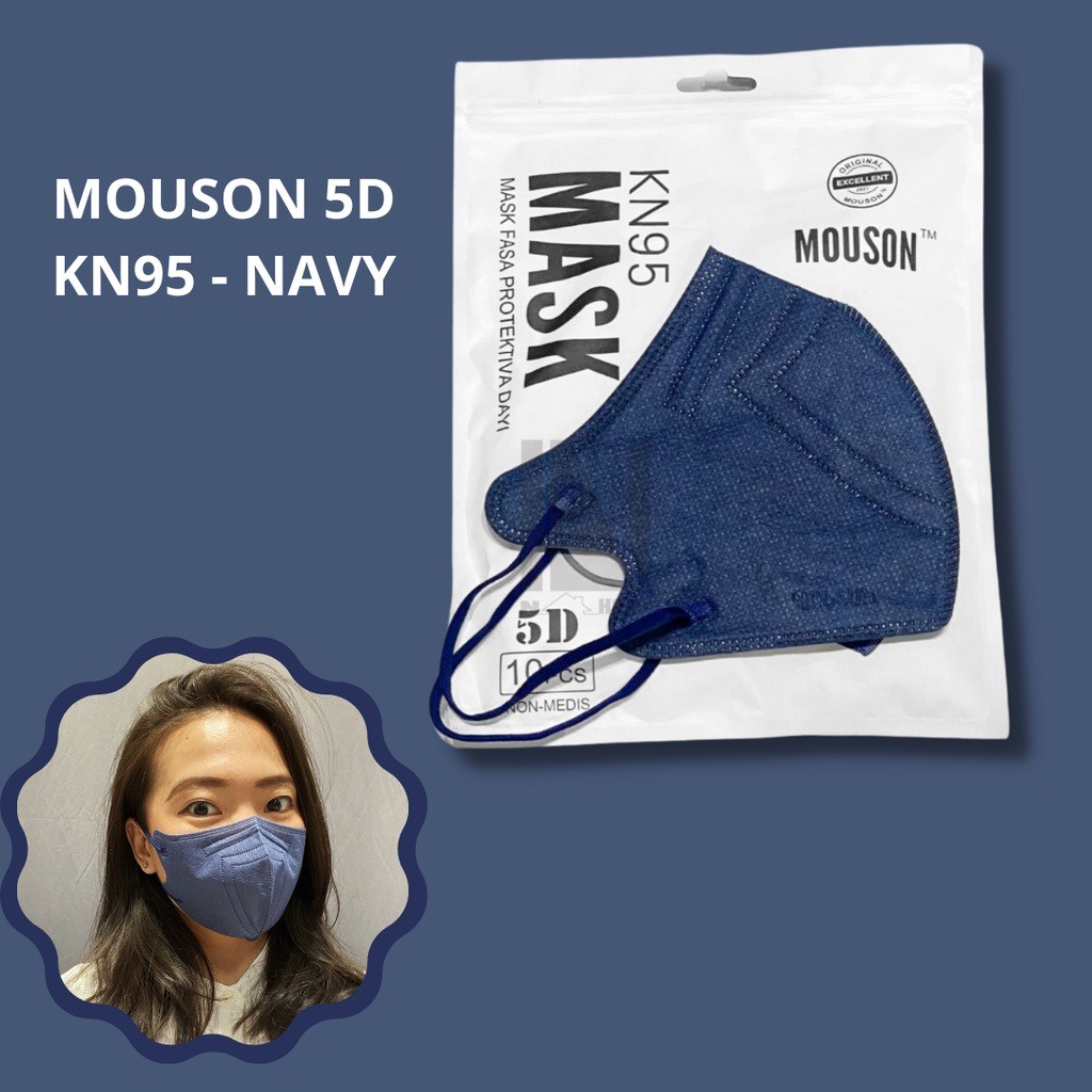 Masker KN95 Mouson 5D 5PLy Emboss Mouson Disposable FaceMask Isi 10pcs