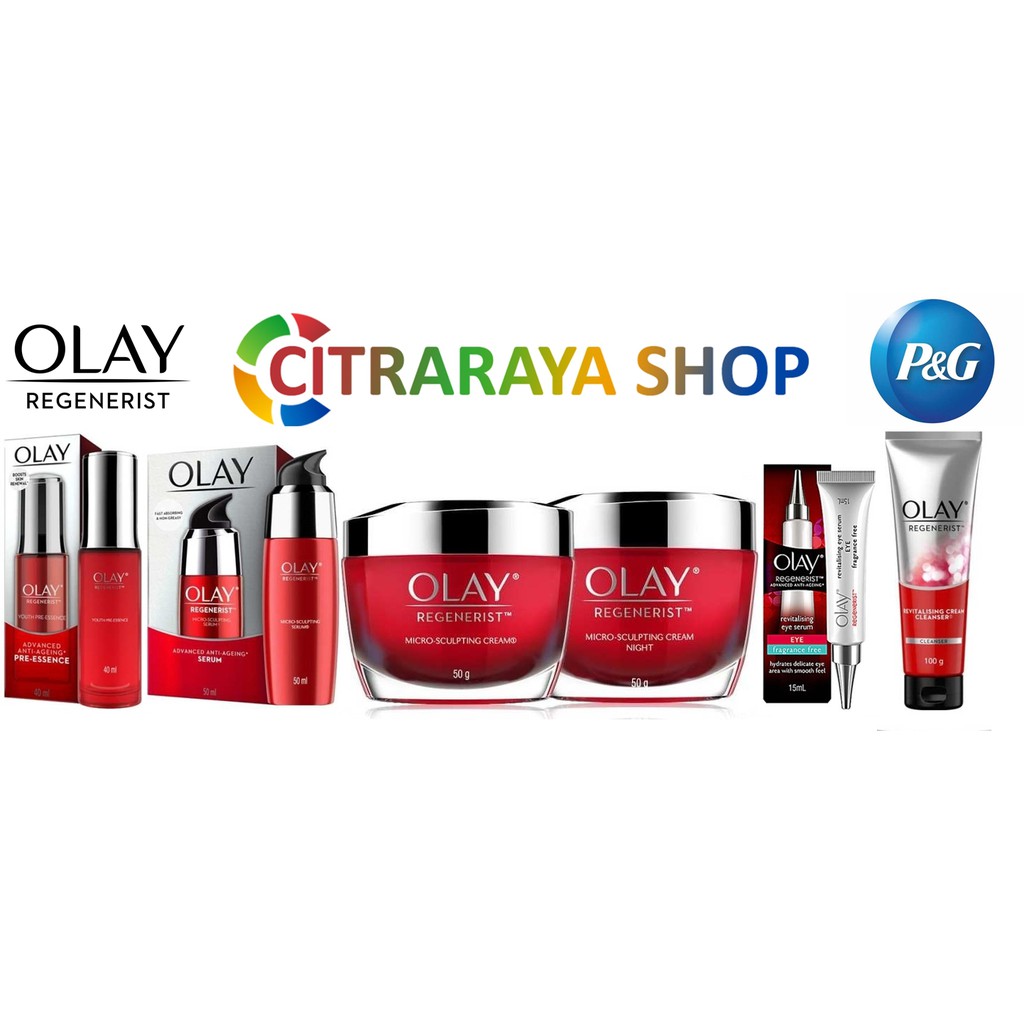 Olay ADVANCED ANTI AGING PELEMBAB OLAY REGENERIST MICRO-SCULPTING CREAM-SERUM-ESSENCE WATER -MASK P&