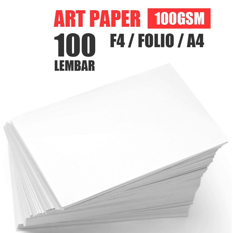 

AP100 - 100 Lembar Kertas Art Paper 100 Gram GSM Artpaper F4 Folio A4 Brosur Kalender Flyer Poster Majalah 100gsm / 100gram