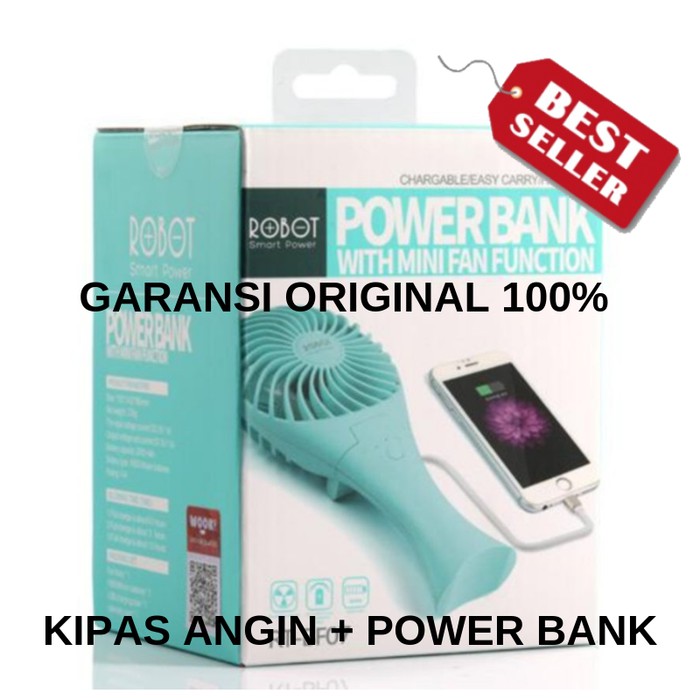 KIPAS ANGIN PORTABLE ROBOT RT BF 07 Mini USB Fan POWER BANK ORIGINAL pb