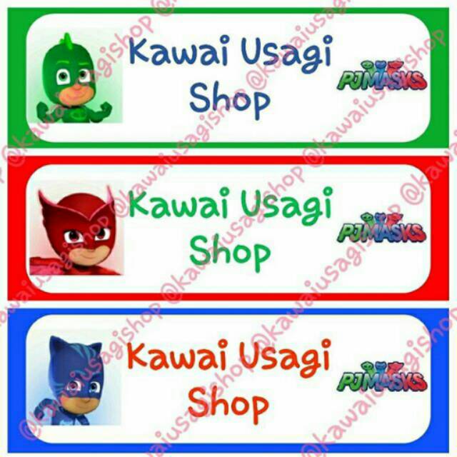 

Stiker label nama custom sticker PJ mask seri A