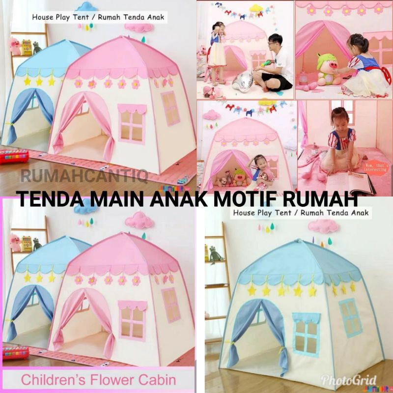 RUMAH TENDA BERMAIN ANAK MOTIF FLOWER CAMPING HOUSE PLAY TENT