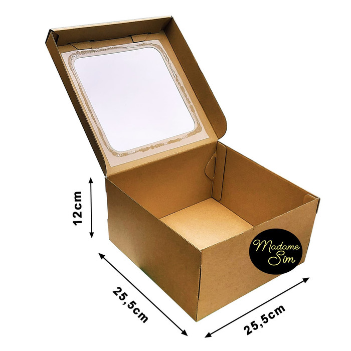 

3Rs5E546 Kotak Kue - Cake Box 25 X 25 X 12 Cm - Coklat + Jendela 56Eyhr6R