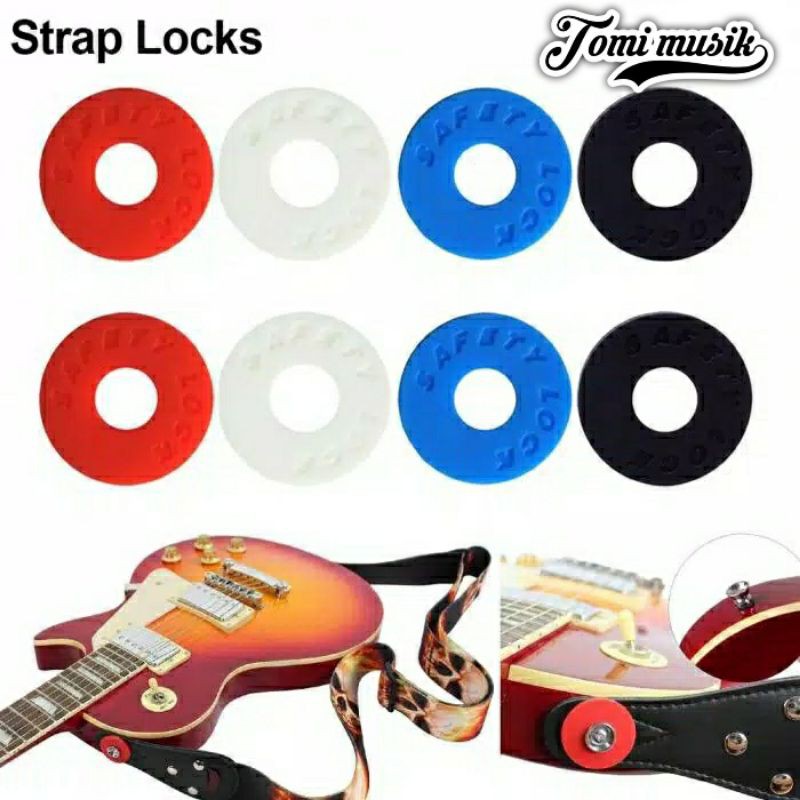 kunci strap gitar safety lock ruber akustik elektrik bass ukulele
