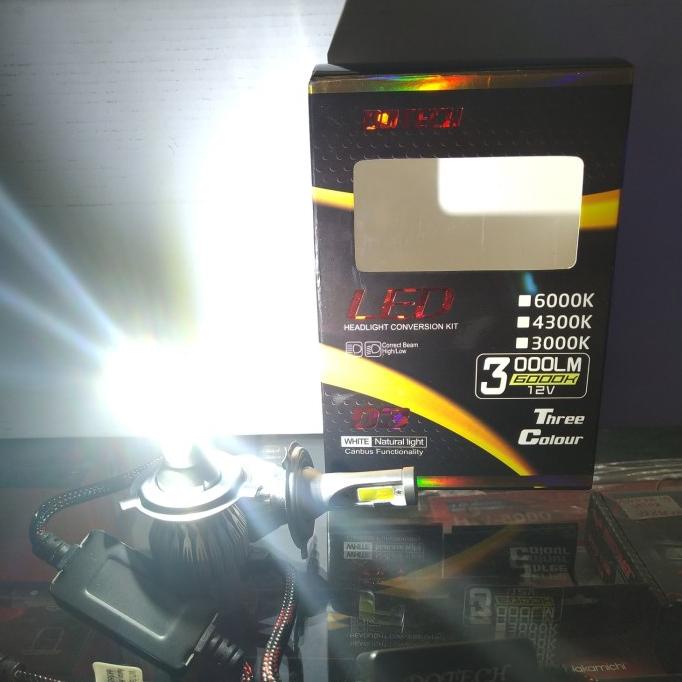 LAMPU LED H4 LED 3 WARNA MERK DOTECH BERGARANSI SET 2 PCS