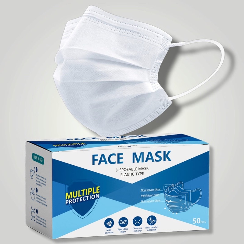 MASKER 3PLY PUTIH EARLOOP (50pcs)