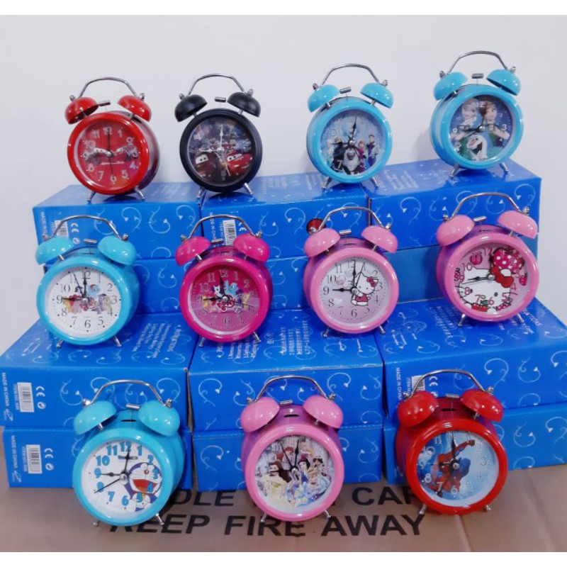 Jam Weker Beker Alarm Karakter Hello Kitty, Pony, Frozen, Spiderman, Doraemon, Cars