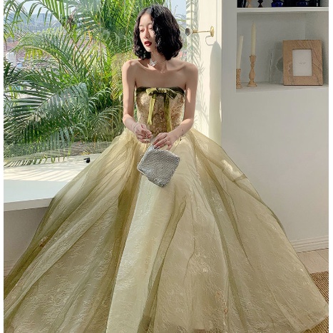 GAUN MALAM PERNIKAHAN PENGANTIN / PENGIRING PENGANTIN HIJAU GAUN  PESTA GAUN PERNIKAHAN UNTUK WANITA