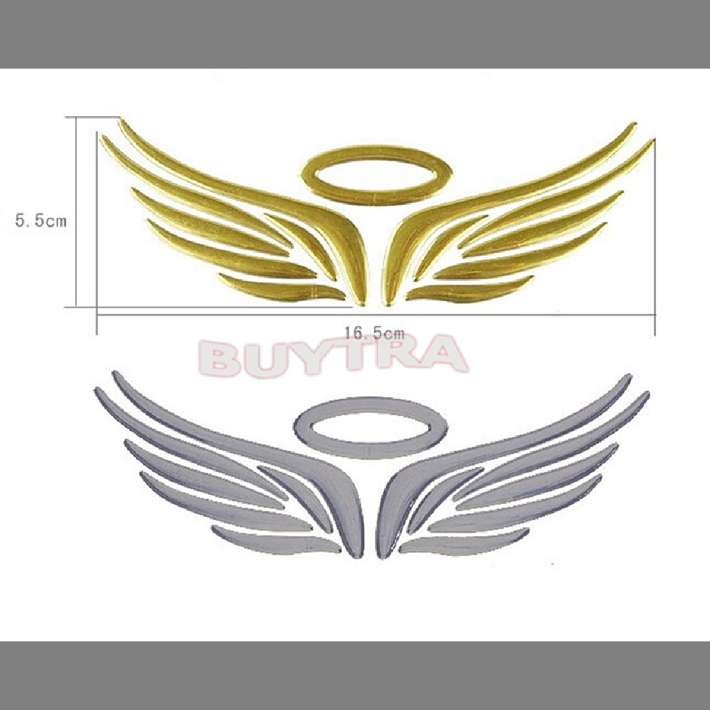 (whitebright3.id) Stiker Emblem / Badge Logo Sayap Malaikat 3D 3 Warna Untuk Mobil / Truk