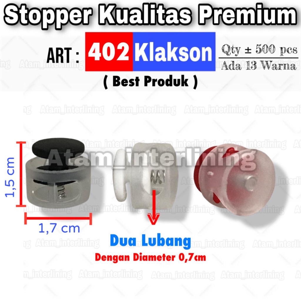 Per 500pcs | Stopper Ice Kalkson 402 Warna | Stoper Ujung Tali | Stopper Tali Klakson | Stopper Jake
