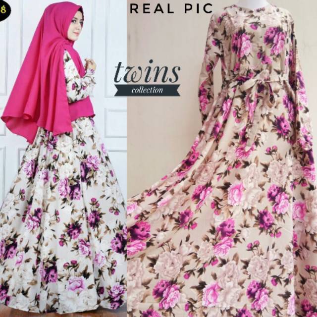 Gamis Crysan/gamis motif wolfis/gamis cantik murah/syari deanara/lyra virna/gamis murah