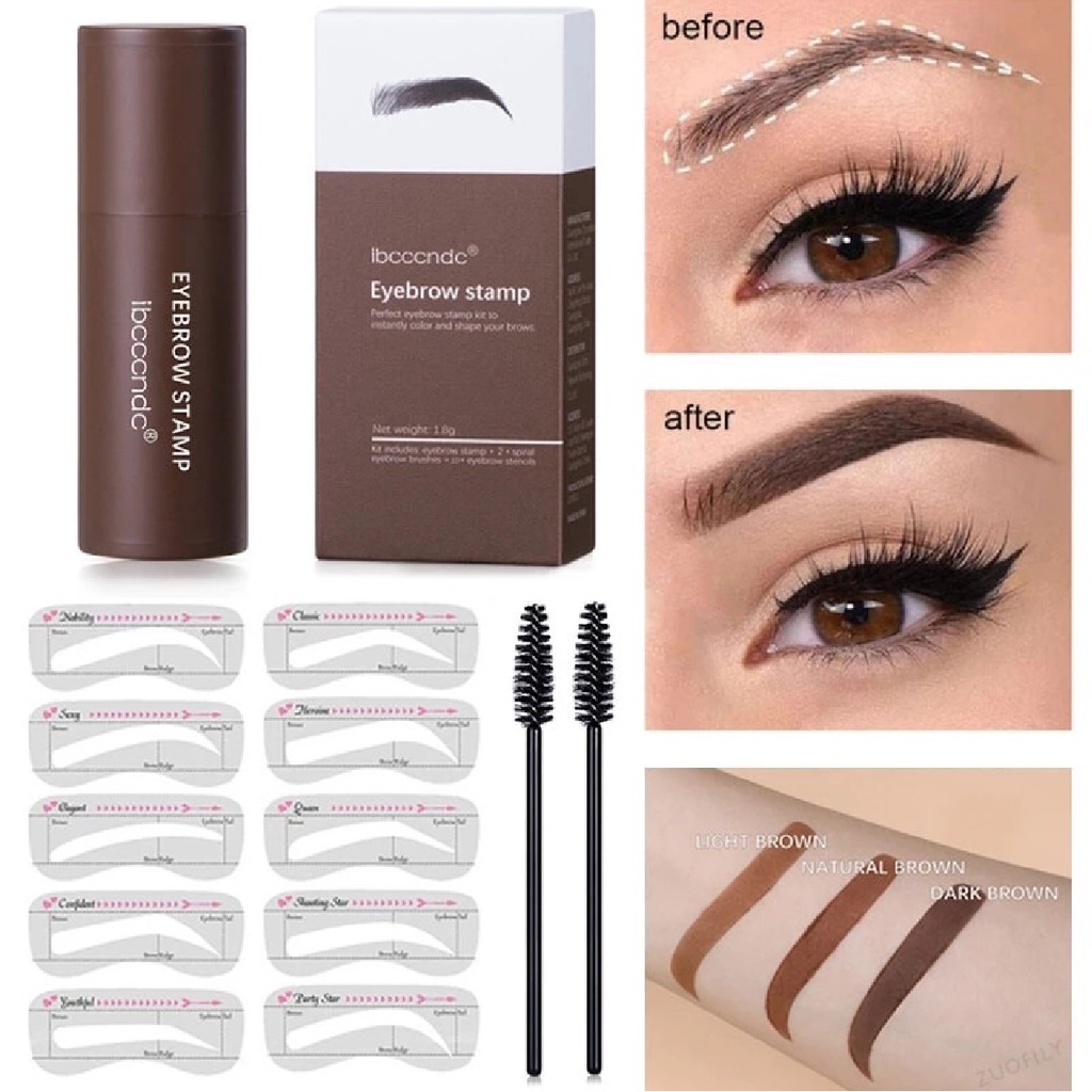 Ibcccndc Magic Eyebrow Stamp Alis Stempel Tahan air Cetakan Alis Instan Bedak Alis Eyebrow Powder Waterproof dengan 10 Model Cetakan