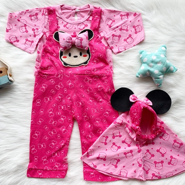 Miiiniie polkadot jumpsuit gamis  set pakaian bayi anak fashion overall setelan overall gamis anak perempuan baju muslin anak balita baby 6 12 18 bulan