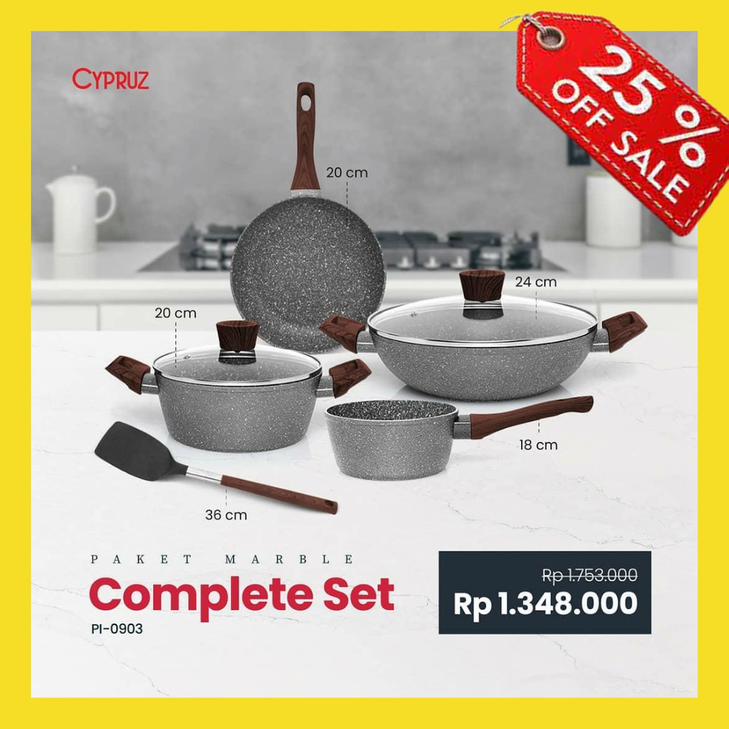 Cypruz Original Cyprus frypan Set Marble basic Wajan Penggorengan keramik ori Kuali anti lengket ori