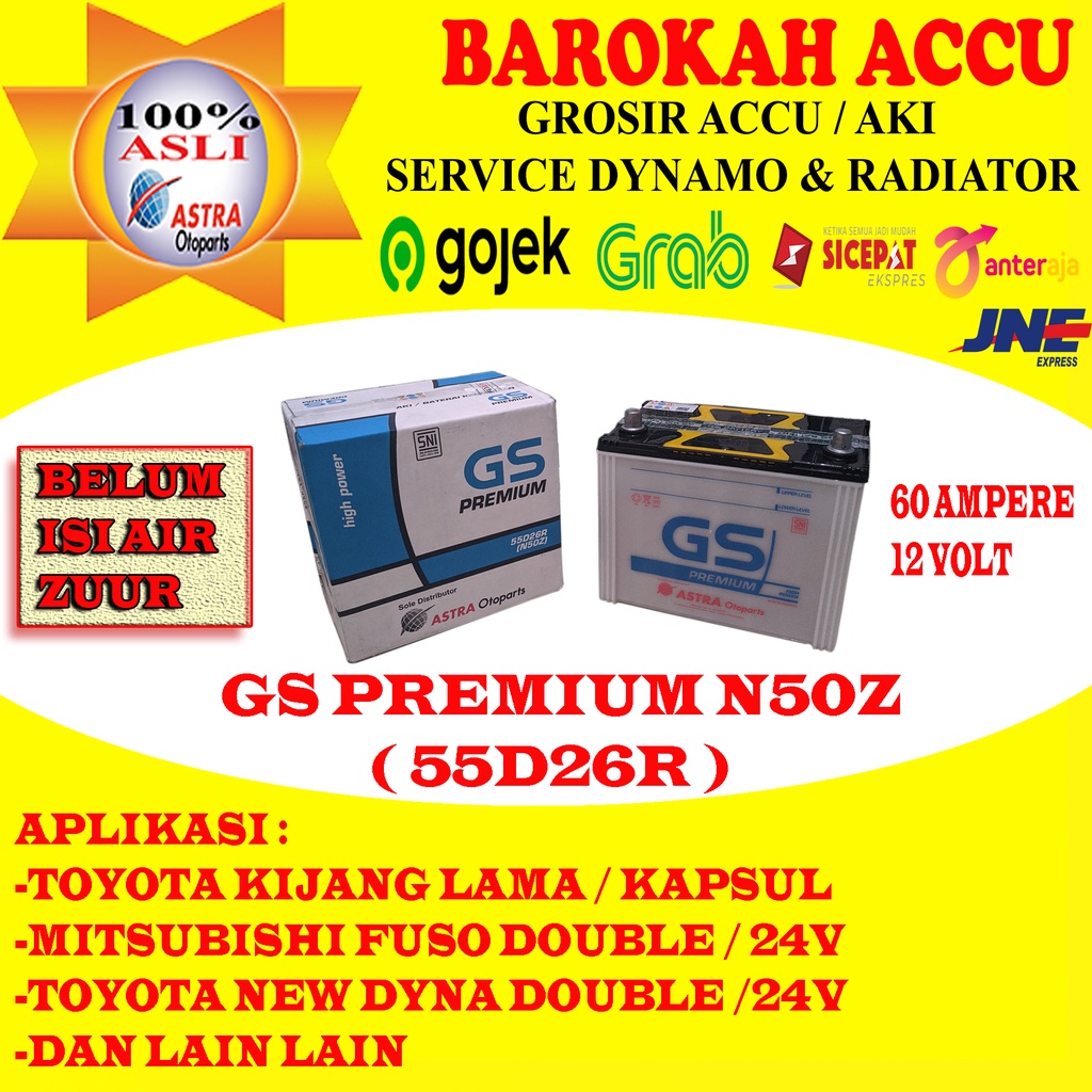 New AKI GS PREMIUM N50Z / 55D26R , 60 AMPERE ASTRA OTOPARTS Best Quality