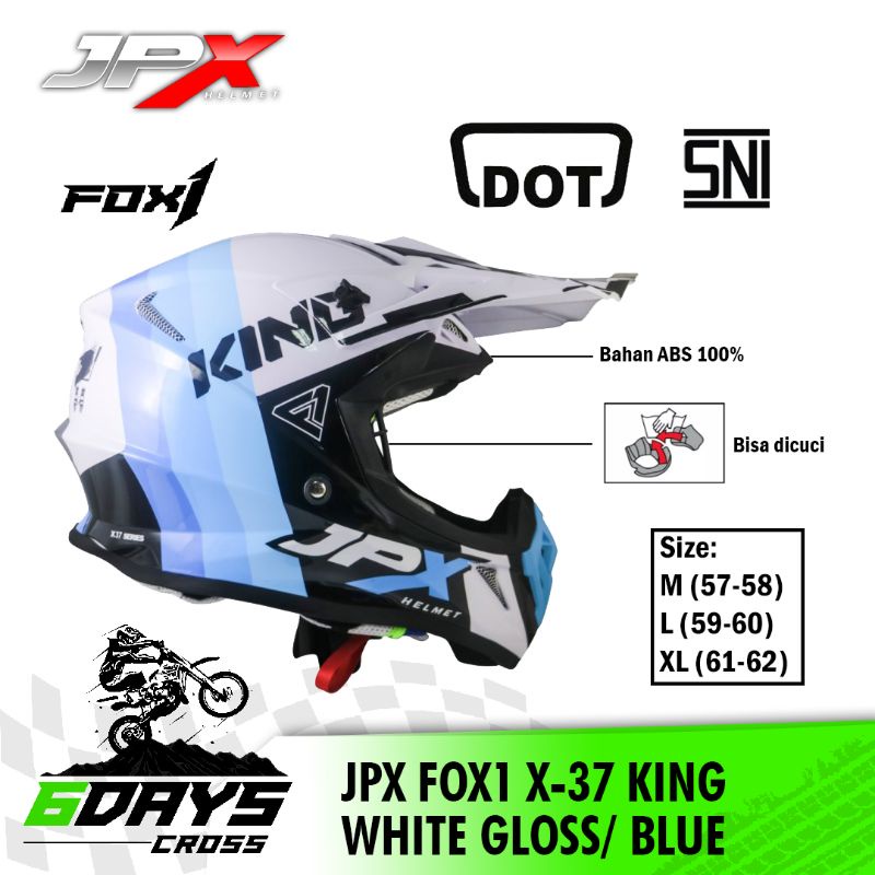 HELM JPX FOX1 X-37 KING PEARL WHITE GLOSS BLUE