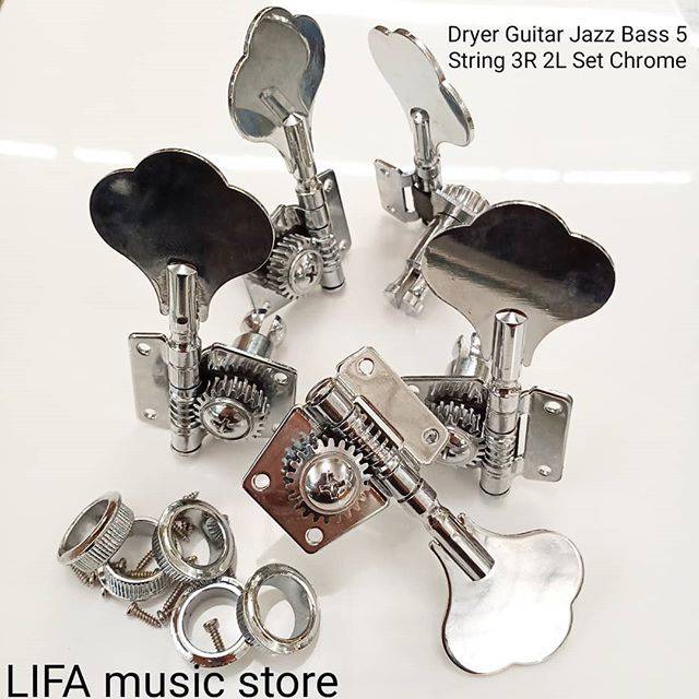 Dryer Guitar Jazz Bass 5 String 3R 2L Set Chrome