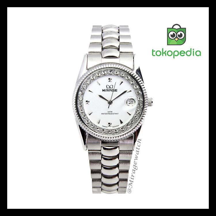100%TERLARIS JAM TANGAN WANITA MIRAGE PERMATA ORIGINAL SILVER 100% BERKUALITAS