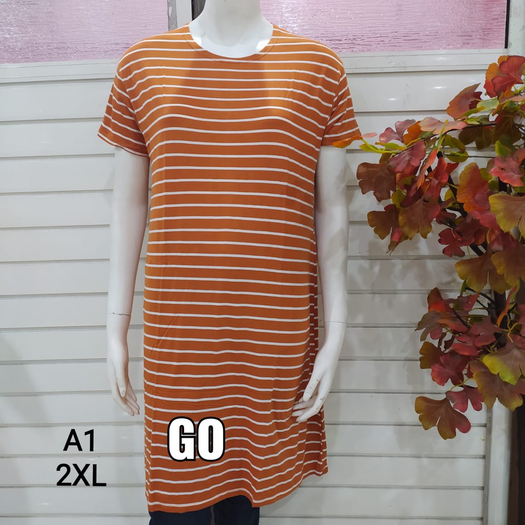 gof DS-2 LMN DRESS/DASTER Wanita Casual Salur Pakaian Perempuan Lengan Pendek