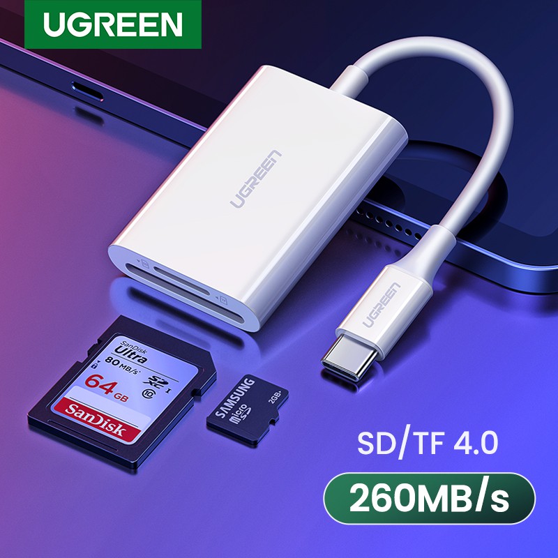 UGREEN USB C Card Reader, USB Type C SD 4.0 UHS-II Dual Slot OTG Card