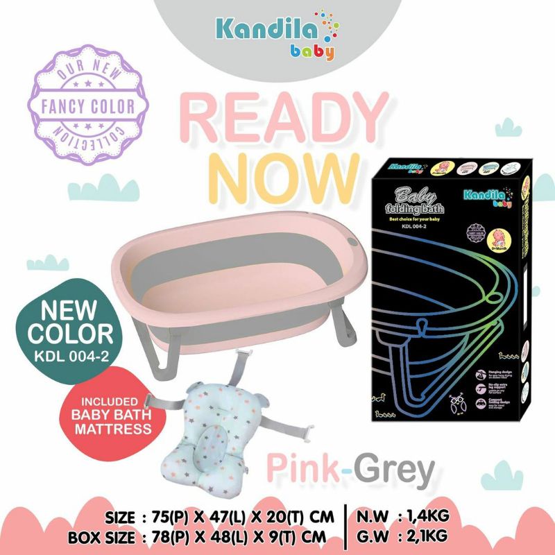 KANDILA Baby Folding Bath Tub with Mattress Bak Mandi Bayi Lipat Portable dengan Matras Mandi Baby Bathtub