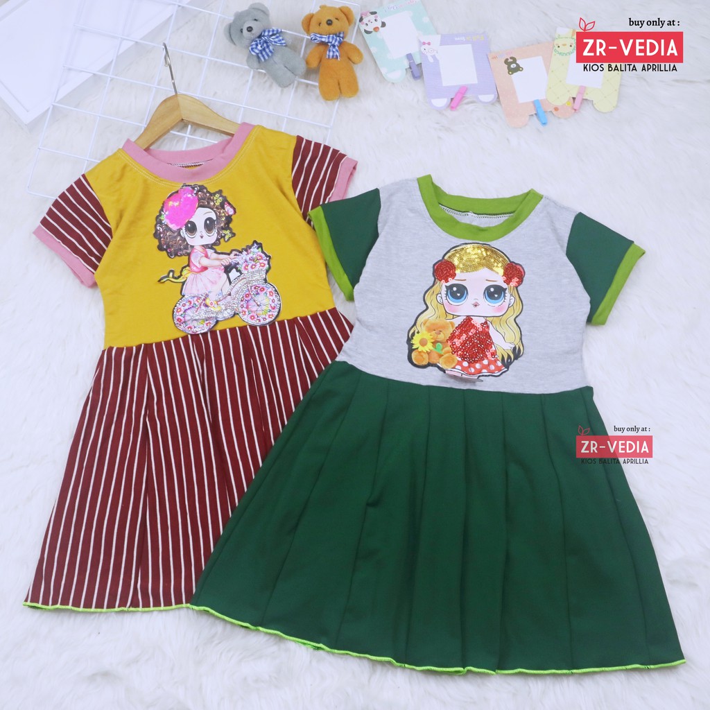 (BISA COD) Dress LED DOLL uk 1-6 Tahun / IMPORT Baju Anak Perempuan Gaun Pesta Premium Dres Cewek