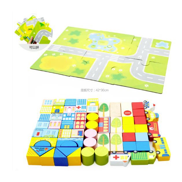 TweedyToys - Blok Bangunan Dus - Balok Susun Transportasi 62 Pcs