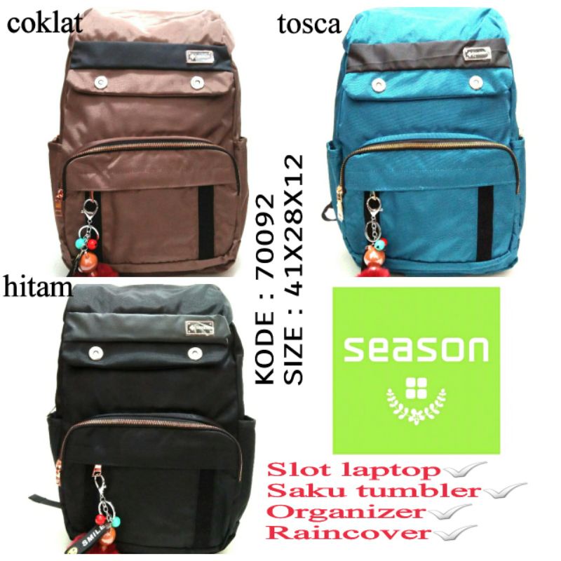 TAS RANSEL SEKOLAH ANAK PEREMPUAN SEASON 70092 ADA RAINCOVER WARNA COKLAT TOSCA HITAM FREE GANTUNGAN KUNCI