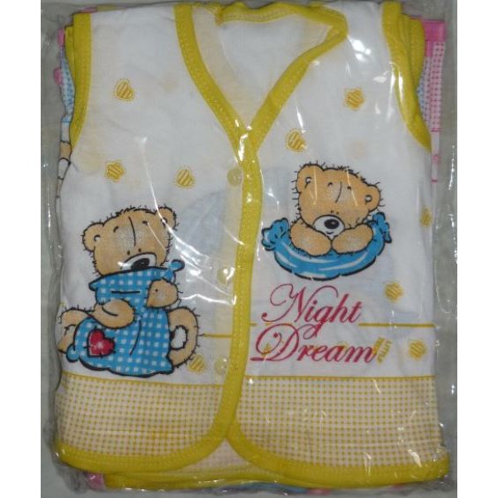 1 Lusin BAJU YUKENSI Putih Sablon, Bayi Tanpa Lengan Yukensi Bahan Cotton Newborn Baby Unisex