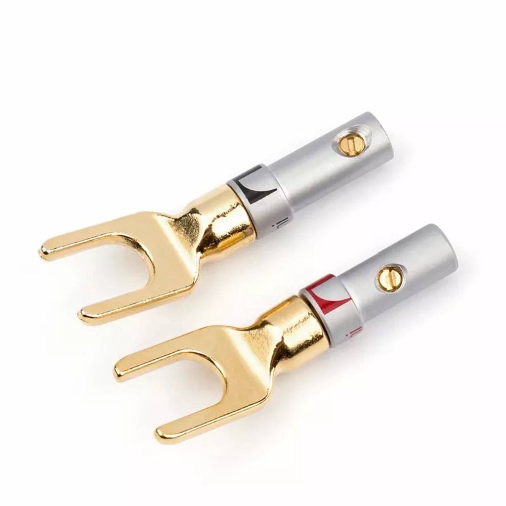 Banana Speaker U Fork Y Splade Copper Gold Plated Nakamichi 2 pcs