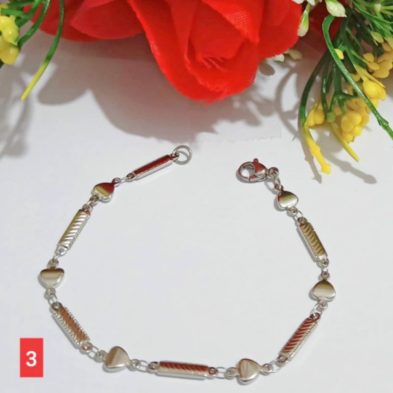 *COD* Gelang Dewasa TITANIUM Rantai motif perhiasan putih Korea TIDAK LUNTUR, TIDAK KARAT