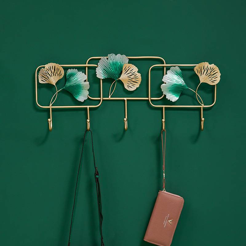 CANTELAN BAJU HIASAN DINDING BAHAN LOGAM DAUN GINKO NBL29034