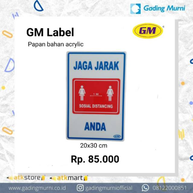 

GM Label Jaga Jarak Anda uk 20x30cm